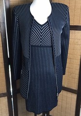 vintage escada margaretha ley Knit Dress And Jacket Set, mod black & Silver 34