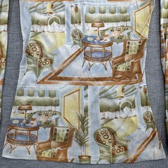 Vintage 70s Long Sleeve Collared Shirt With Retro Interior Design Print Size 7/8