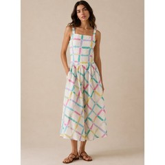 Vintage 80s Sundress Womens 9/10 White Cotton Pastel Geometric Euro Cottagecore