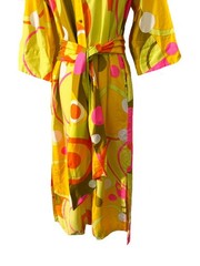 Catherine Ogust Penthouse Gallery VTG 70s Mod Colorful Cotton Shirt Dress M/L