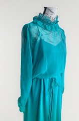 Vintage 70s House Of Bianchi Sheer Chiffon Teal Prairie Cottage Fairy Maxi Dress