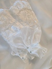 Vtg Wedding Dress Bridal Originals 70s White Long Sleeve w/ Blushing Veil