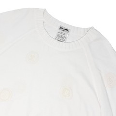 CHANEL Vintage 01P CC Logo Stamp Knit Sweater Top #46 White Pullover 902032