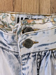 Vtg GET USED by ELIE High Waist Floral Patches Acid Wash Mom Jeans Streetwear 90