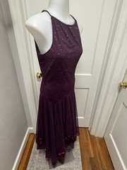 VTG Masquerade Plum Purple Gown Sequin Embroidered Halter Dress Prom Formal 9/10