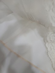 VTG’70s JCPENNEY Off White Organza/Prairie Pioneer Wedding Dress/Long Sleeve