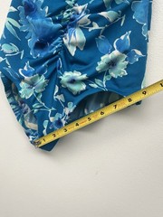 Vintage Gabar Floral Blue Nylon Blend One Piece Bathing Suit Swimsuit Size 12