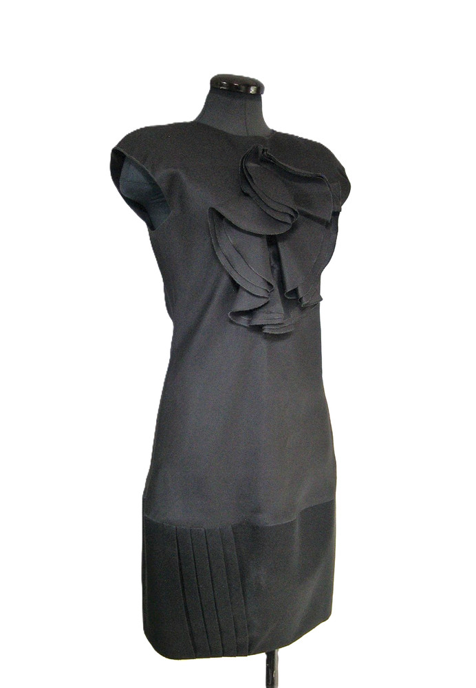 Vintage Requiem dress,French couture black silk/wool by Raffaelo Borriello, 42