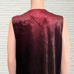 Vintage 70s Duster Vest – Ombré Velvet Fur Trim Long Vest – Hippie Glam Rock S