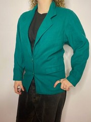 Vintage 1980s Green PROPHECY Fletcher Jones Pure New Wool Womens Jacket Sz M