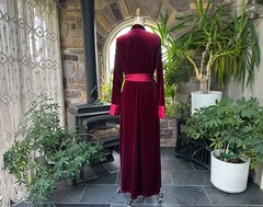 Vintage Jonquil Diane Samandi Bordeaux Stretch Velvet & Satin Robe Neiman Marcus