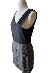 Saks Fifth Avenue Cocktail Bondage two tone green black ruffled mini Dress M