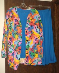 Womens 3-pc Vintage 1980’s Retro Outfit-Geometric Design- by UNITS- Size 1X(?)