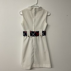 Vintage Women’s White Sleeveless Dress Large Belt Loops With Tie Juniors Size 7