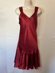 Lingerie Cacique M red satin nightgown second skin sexy classic Women Slip Dress