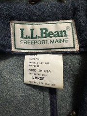 Vtg 90s LL Bean H421 Duffle Coat Wool USA Made Blue Wood Buttons Womans Large