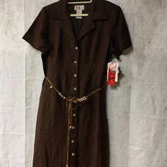 Vintage R & K Originals Dress Women’s Size 16 Brown Button Down Perfect Summer
