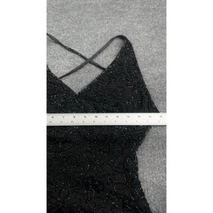 Vintage Cache Dress Y2K 90s Womens Small Whimsigoth Black Beaded Open Back Dress