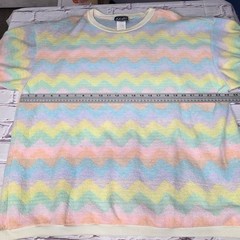 Vintage Style Plus of California Pastel Rainbow Chevron Knit Top Baggy Made USA