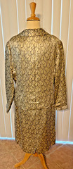 Vintage 60’s Custom Design Metallic Silver Brocade Jacket Dress Midi, Size 10/12