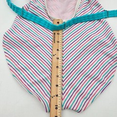 Vintage Jantzen Belted Swimsuit One Piece Size 12 Striped White Pink Teal Purple