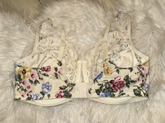Vintage Vtg Vanity Fair 75-455 Cotton Lace Underwire Bra Floral Womens 40C Ivory