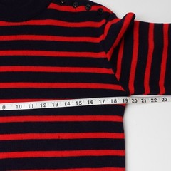 Vintage 70s Le Cormoran France Breton Women’s Wool Sweater Striped Red Black