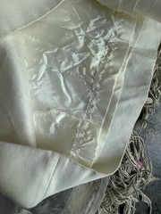 VTG 1960s Ivory Wedding Dress Lace Yoke Sheath Column Bridal Gown Slender M 6-8