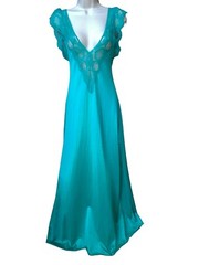 Val Mode Vintage Long Green Night Gown Lingerie S M See Measurements Cosplay