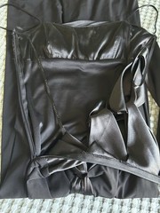 Vintage 90s Black Prom Formal Gown Satin Sexy Back Long Size 9/10