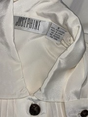 VTG Josephine Women Size 8 Button Up Collar Long Sleeve Top Cream Pin Tuck Front