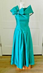 Vintage Green Bow Front Yoke Prom Special Occasion Midi Dress sz 5-6