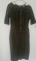 True Vintage Teena Paige 60s Mod Brown Check Shift MOD dress S Xs 8 10