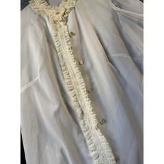 Vintage Terry White Crepe Lace Ruffle Blouse Victorian Romantic Coquette Bride
