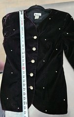Patra Vintage Velvet Blazer Siz 8 Black Pearl Scattered Rhinestone Button Jacket