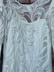 Miss Elliott’s Vintage Sequin Sheer Long Sleeve Victorian Dress – Polyester