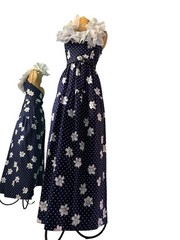 Oscar de la Renta 1970s Floral Maxi Halter Dress With Ruffle
