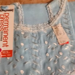 Vtg NOS Bernette Nightgown Blue Sz S Deadstock Granny Core Cotton Blend