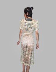 Authentic 1930s Crochet Lace Dress with Original Slip | Vintage Openwork Cotton