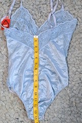 Vintage 1970s Darling Body Fashion Blue Nylon Teddy Lace XXS Lingerie