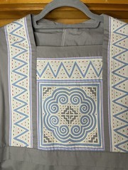 Vintage 70’s Handmade Shift Dress 34″ Bust Panama Mola Designs, Gray Cotton, EUC