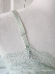 Vintage 70s 80s Vanity Fair Nightgown Nylon SZ 32 S Light Aqua Lace Adj Straps
