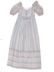 Vtg Regencycore Pastel Ornate Floral Empire Waist Bridgerton Gown Dress XS /925