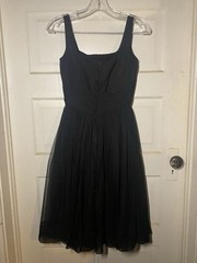 Vintage 1950’s Black Gathered Bodice Chiffon GIGI YOUNG Cocktail Dress Sz 0