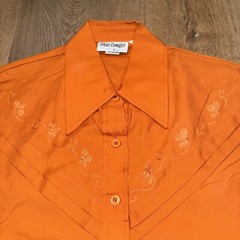 NOS Vtg Urban Cowgirl Rose Shirt Womens Western Rockabilly 70s Burnt Orange 7 8