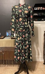 1950’s Johnathan Logan Floral Dress With Peplum Collar Long Sleeves