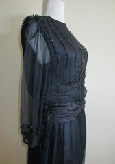 Vintage/Antique 1920’s Art Deco Black Silk Chiffon Jet Beaded Flapper Dress