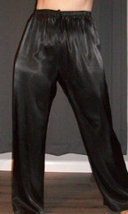 Vtg Black Shiny Satin Lounge Pajama Pants M