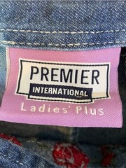 Vintage Premier International Denim Jean Jumper Dress 2X Embroidered Flower
