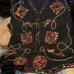 Vintage Rhinestone L vest By Claudia D
